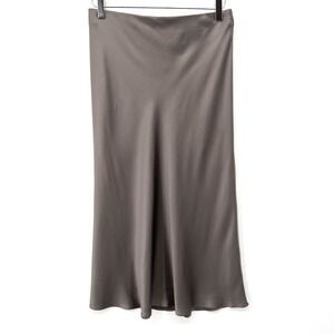 Quince 100% Silk Midi Skirt Size L Gray Minimalist Chic Quiet Luxury
